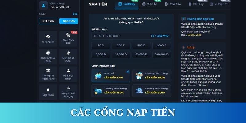 hướng dẫn nạp tiền vào tài khoản SCLUB88