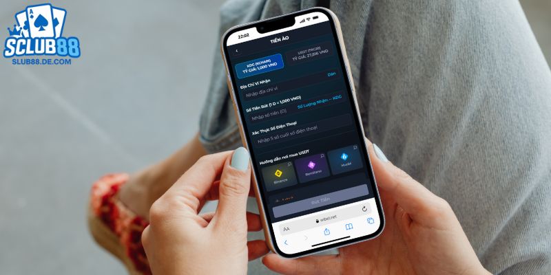 Giao diện rút tiền SCLUB88 hiển thị thao tác đơn giản và trực quan.